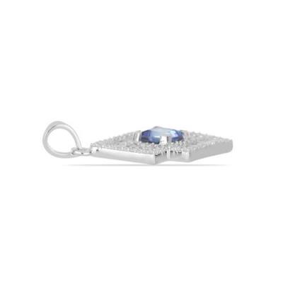BUY REAL IOLITE GEMSTONE HALO UNIQUE  PENDANT IN 925 SILVER